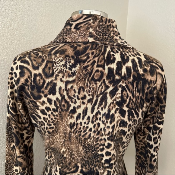 Lafayette 148 New York Cashmere Leopard Animal Print Cowl Neck Sweater Size L - Picture 7 of 11